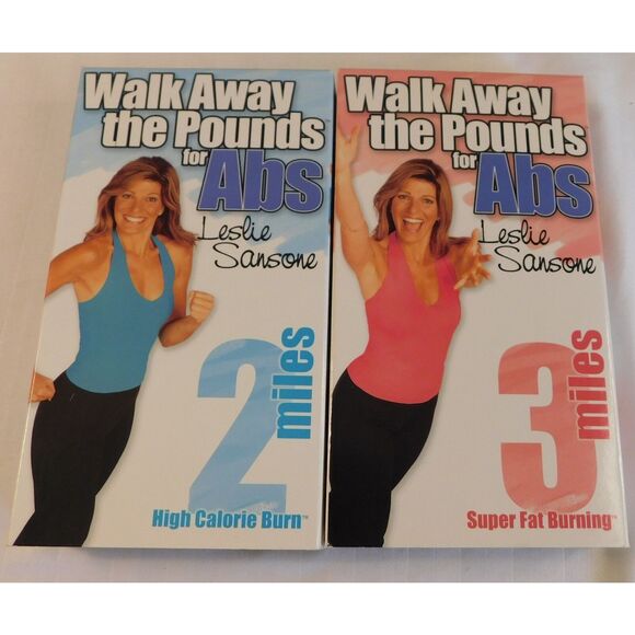 VHS Walk Away The Pounds For Abs Leslie Sansone 2, 2001 Set - Picture 1 of 3